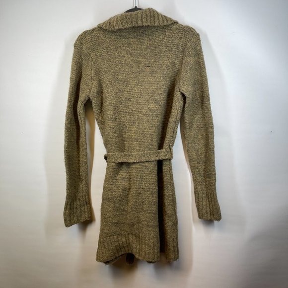 BCBGMaxAzria Women's Tan Mohair-Acrylic Pocket Front Belted Cardigan Size M - Picture 4 of 4